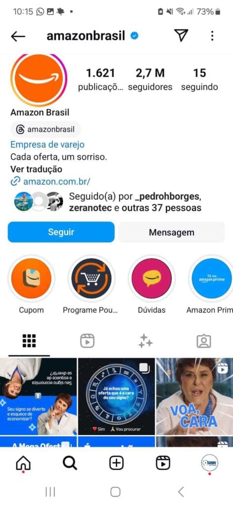 Exemplo de bio para o Instagram.